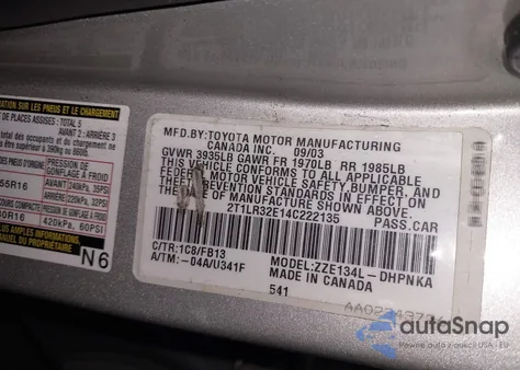 2004 Toyota Matrix Xr from USA, damaged, VIN 2T1LR32E14C222135